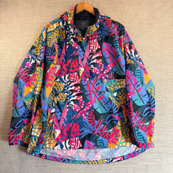 Lauren James Jackets & Blazers - LAUREN JAMES Womens Water Resistant Hooded Anorak Jacket XXL Tropical Packable